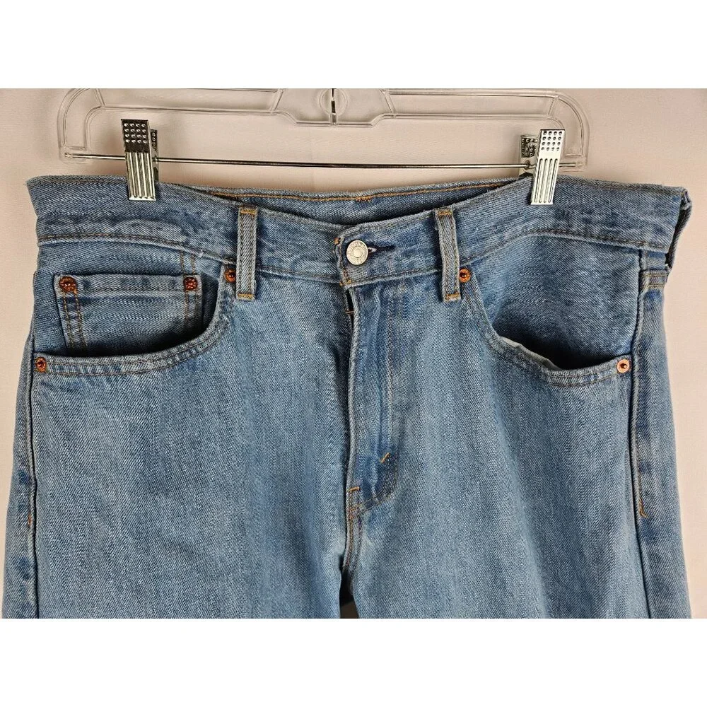 Levis Mens 505 Regular Fit Mid Rise Straight Leg Jeans Light Stonewash W33 L30‎